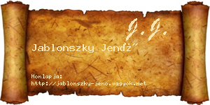 Jablonszky Jenő névjegykártya