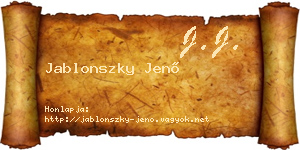 Jablonszky Jenő névjegykártya